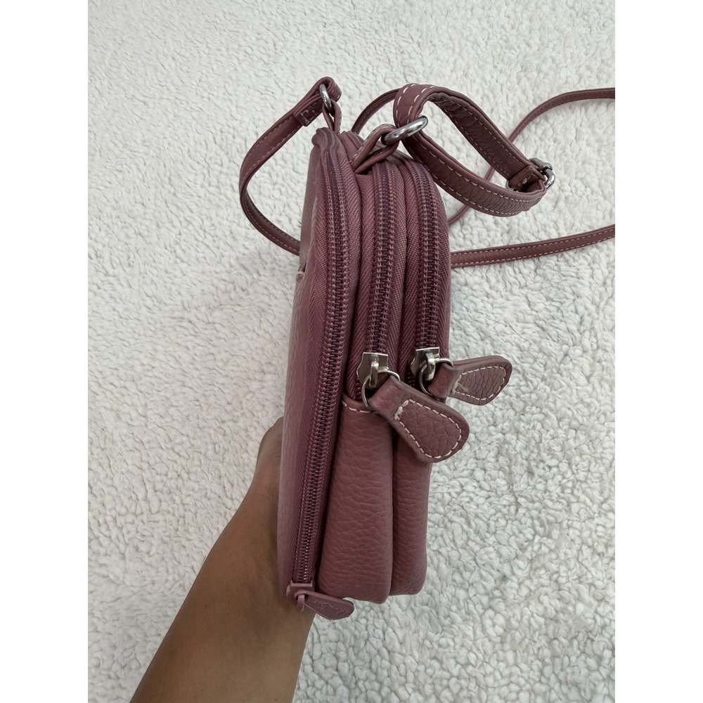MultiSac Crossbody Bag Mauve Pink Faux Leather Multi Pocket Shoulder Purse - Picture 7 of 12